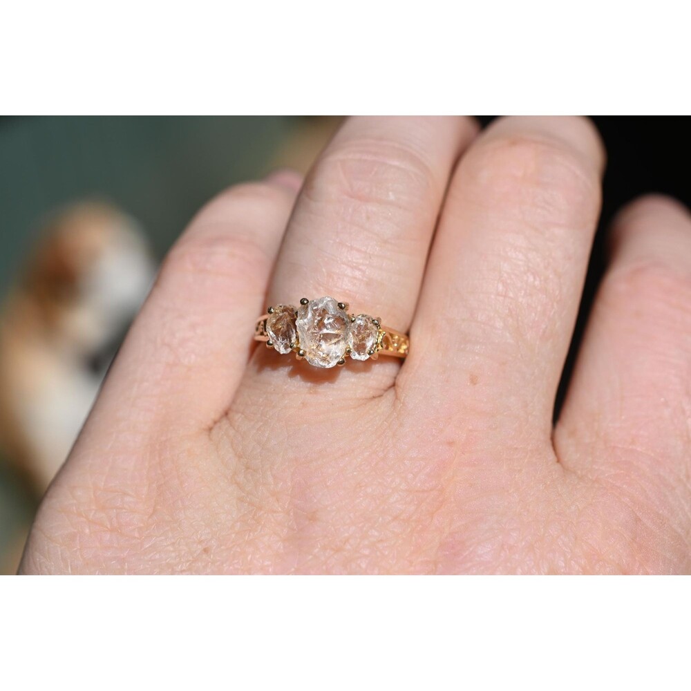 Solid 14k yellow gold engagement ring with Lake County diamond